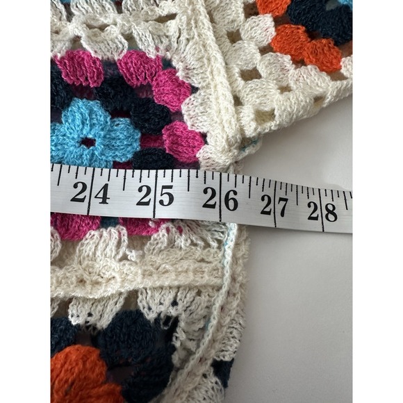 New POL Cardigan Women's One Size  Boho Crochet Knit‎ Granny Square Open Duster - Picture 5 of 7